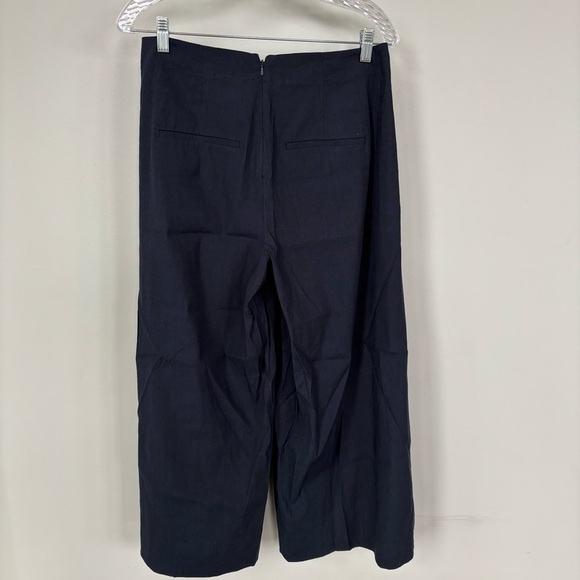 Vince Navy Blue Wide Leg Linen Blend Crop Pants Size 6 - Picture 3 of 7